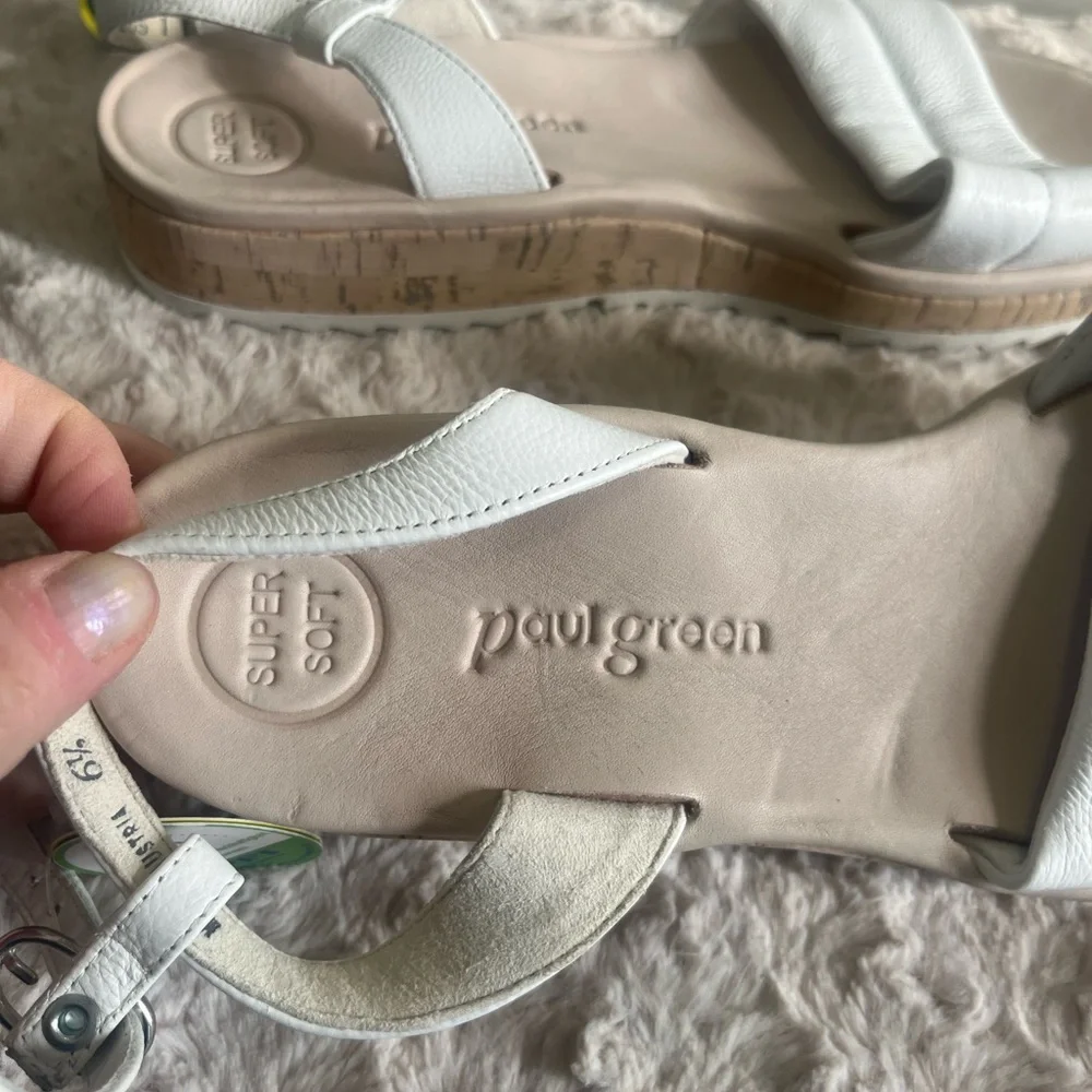 Paul Green Mindy Sandal white leather size 9‎ US NEW